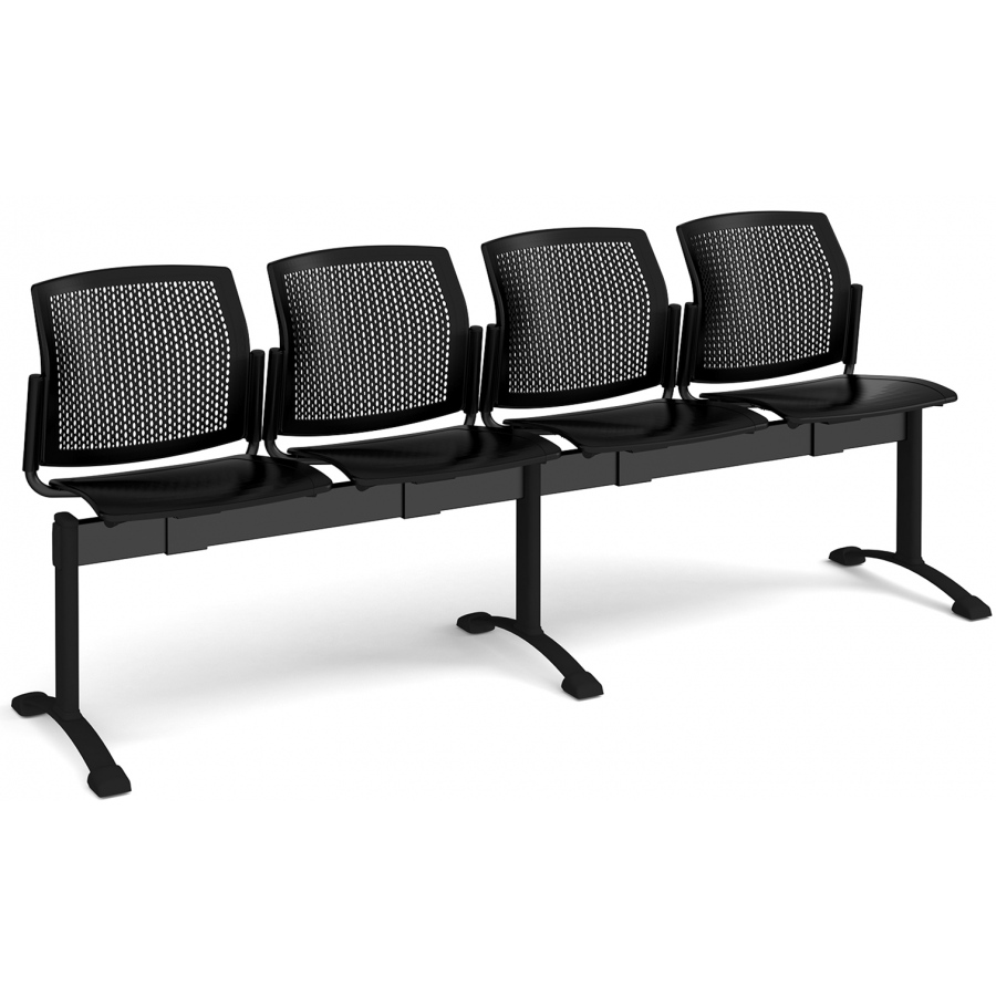 Santana Perforated Back Plastic Seating Bench With 4 Seats